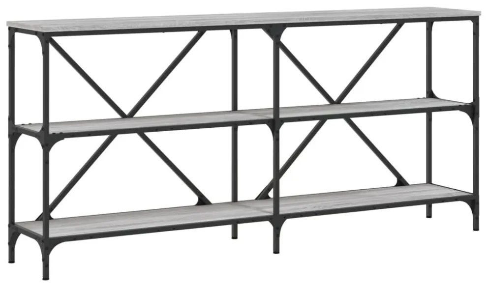 szürke sonoma szerelt fa és vas konzolasztal 160x30x75 cm