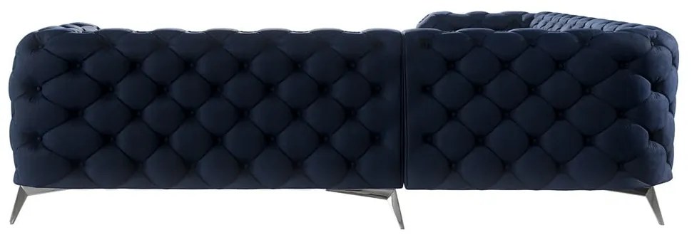 Sötétkék bársony sarokkanapé Chelsea – Ropez