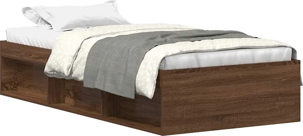 vidaXL barna tölgyszínű kisméretű egyszemélyes ágykeret 75 x 190 cm