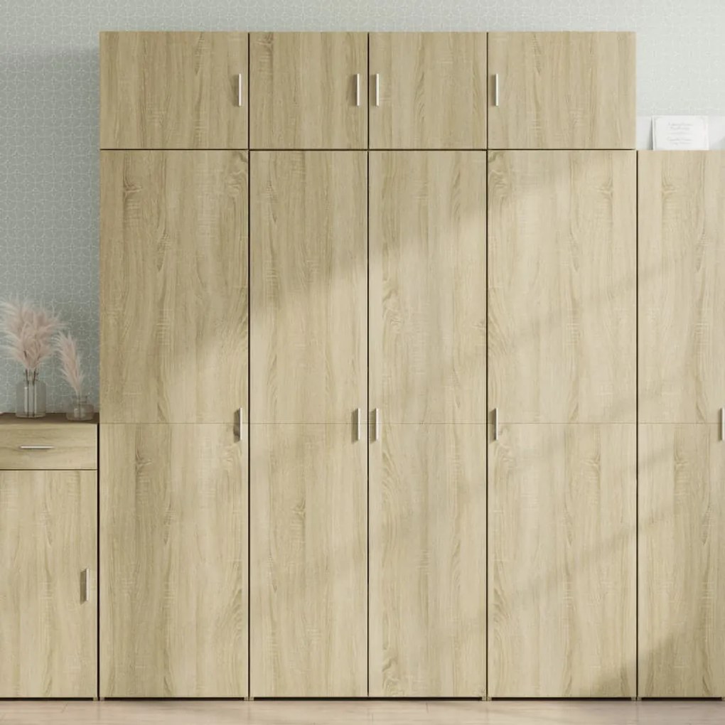 sonoma tölgy színű szerelt fa tárolószekrény 80 x 42,5 x 225 cm