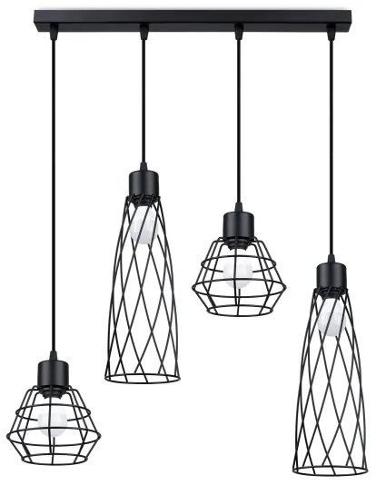 Sollux SL.1167 - Csillár zsinóron SUBA 4xE27/15W/230V fekete