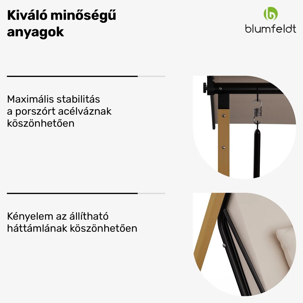 ZenGrove, hollywoodi hinta, 2 üléses, egyénileg állítható, porszórt acél, időjárásálló