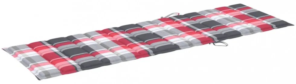 piros kockás oxford szövet napozóágy párna 200 x 60 x 3 cm