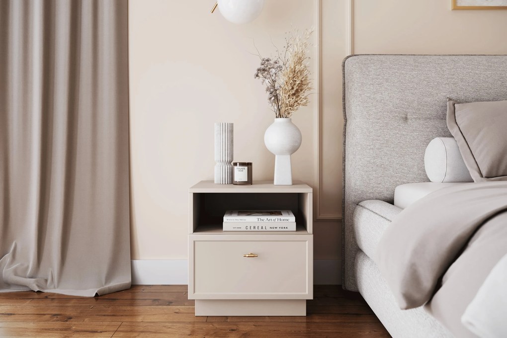 Lorini éjjeliszekrény 45 cm - kasmír / arany T-bar fogantyú