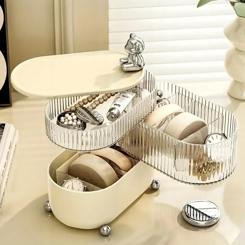 Ékszertartó Ékszertároló doboz Riflált Bézs