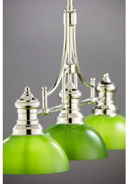 Jupiter 2072 - PLATINO rúdon szerelt csillár 3xE27/15W/230V zöld/fényes króm