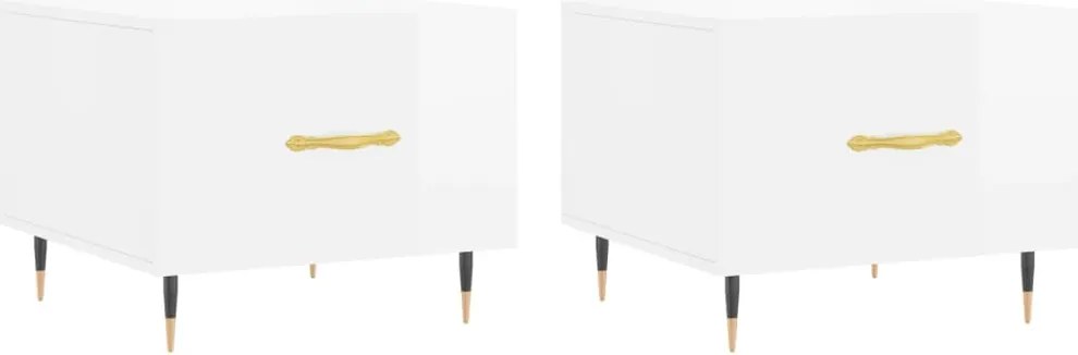 vidaXL 2 db magasfényű fehér szerelt fa dohányzóasztal 50 x 50 x 40 cm