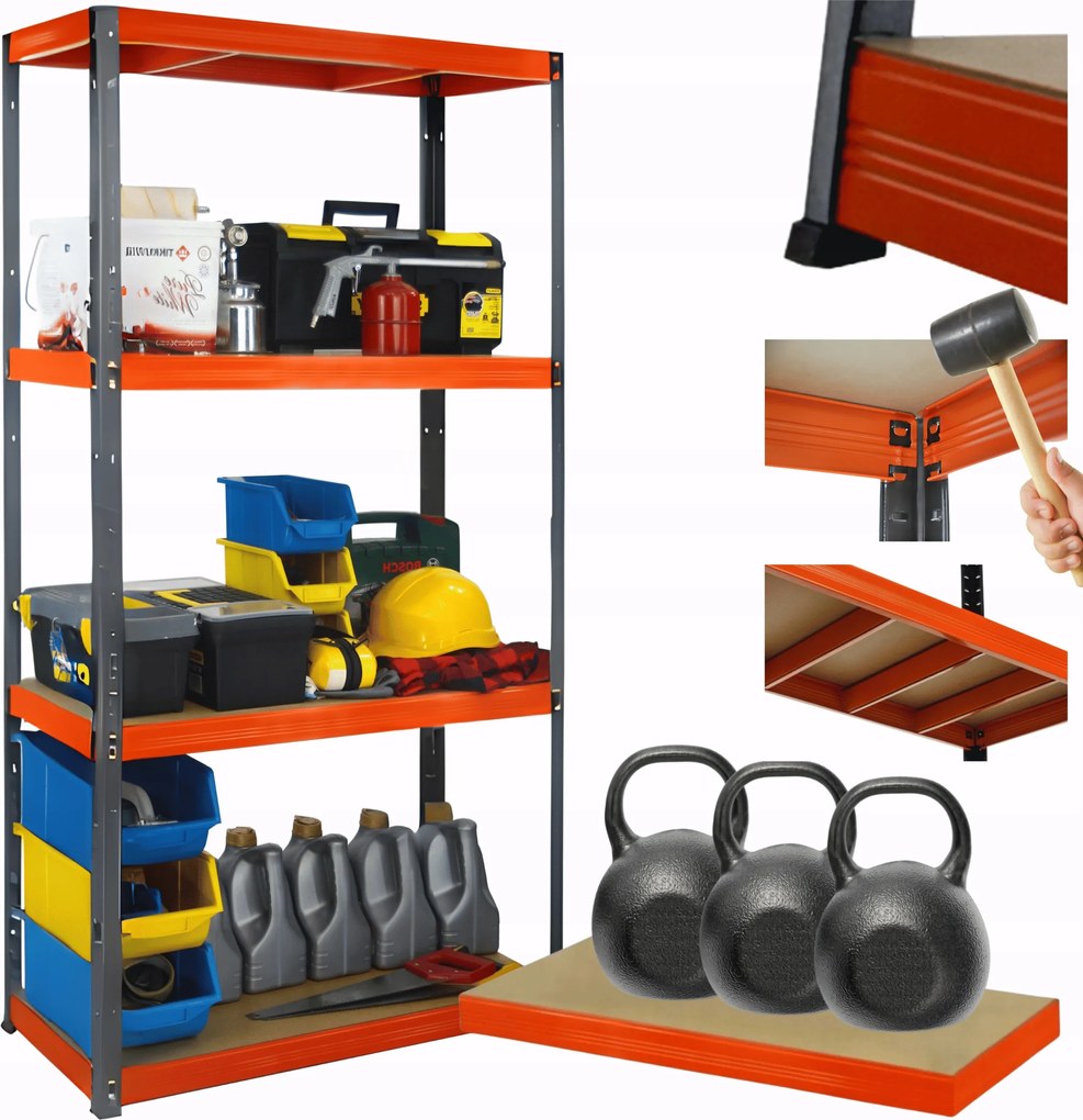 Helios fém tároló állvány garázs állvány 180x90x45cm 4Px350kg