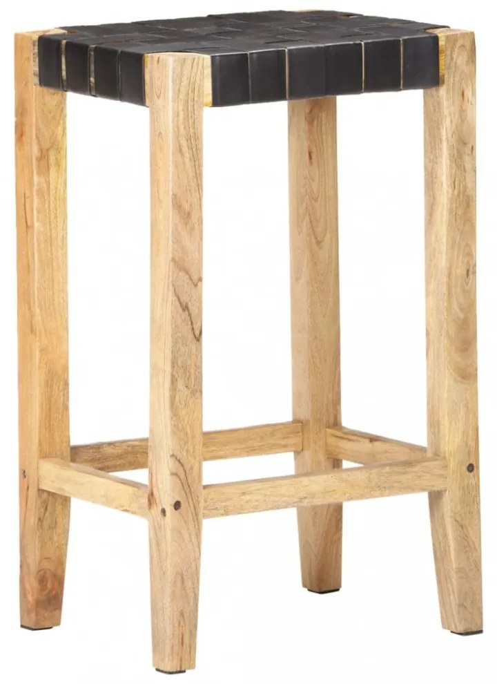 2 db fekete valódi bőr bárszék 75 cm