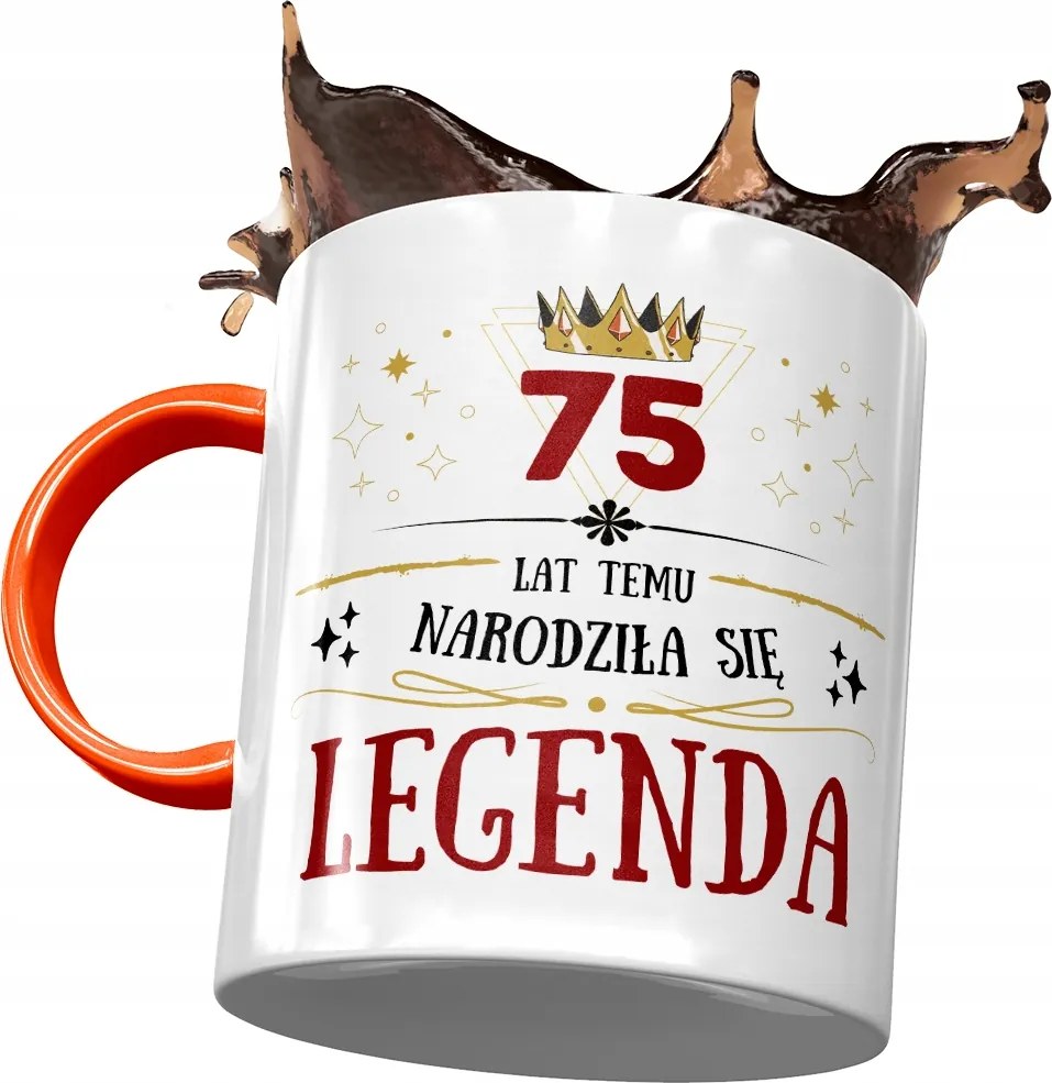 Narancssárga bögre Születésnapra 75 75-es 75-ös, fényképes nyomattal