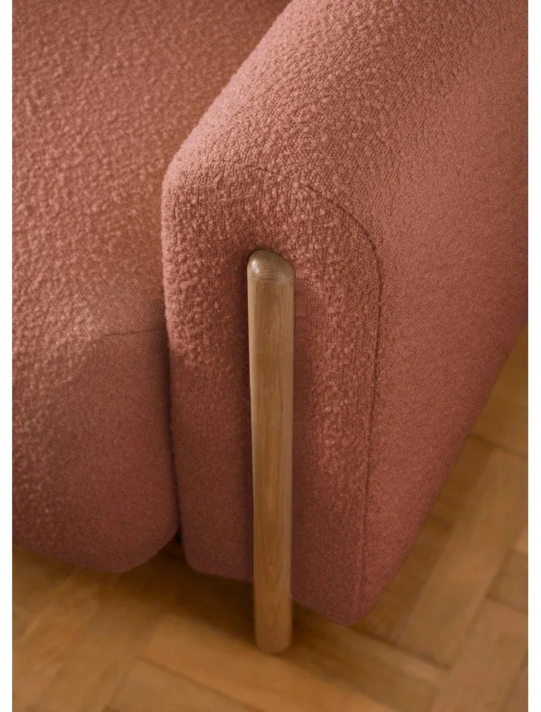 Terrakotta színű buklé kinyitható-tárolóhelyes kanapé 244 cm Arcadova – ELTAP