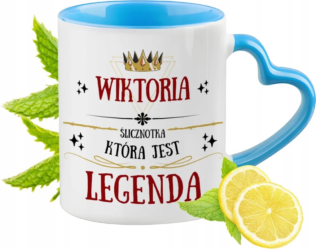 Viktória Kék Bögre Szív Alakú Füllel Kávé Ajándék