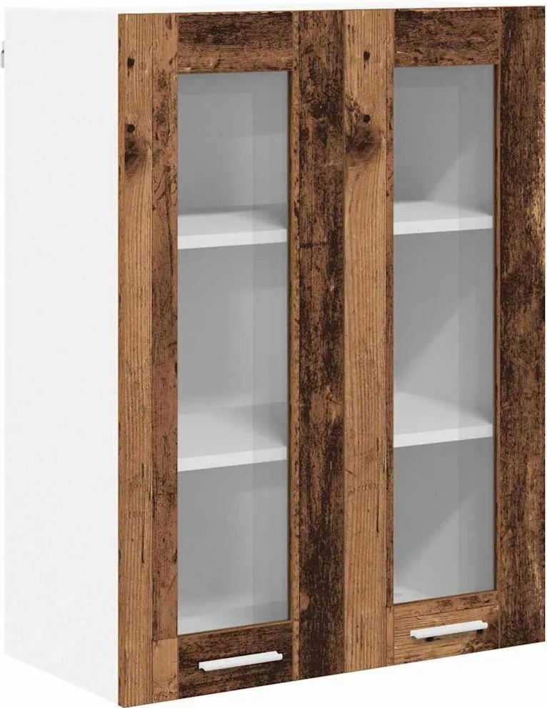 vidaXL Függő szekrény tárolóval Öreg fa 60 x 31 x 80 cm Faanyag