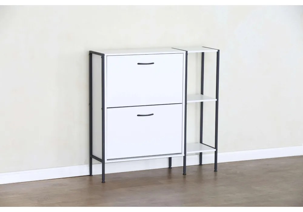 SOVIO cipőtartó, 2 polcos, fehér