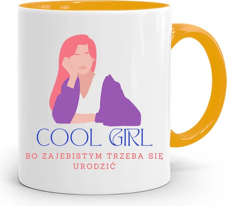 Sárga Bögre Ajándék Lányoknak Cool Girl nyomott mintával