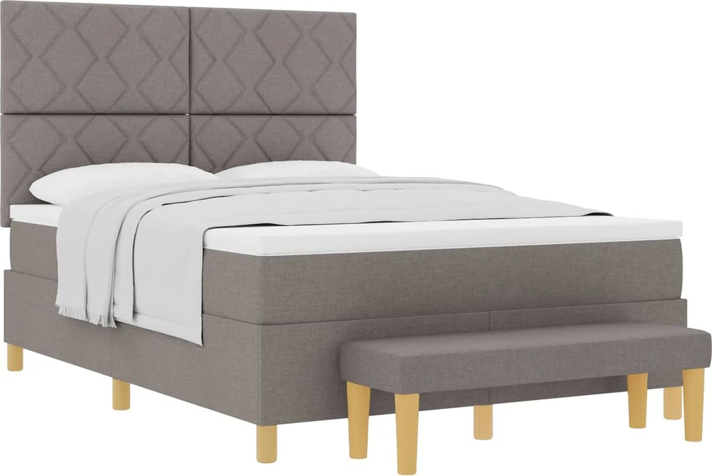 vidaXL Boxrugós ágy matracmal fejtámlával Tópszínű 160 x 200 cm szövet
