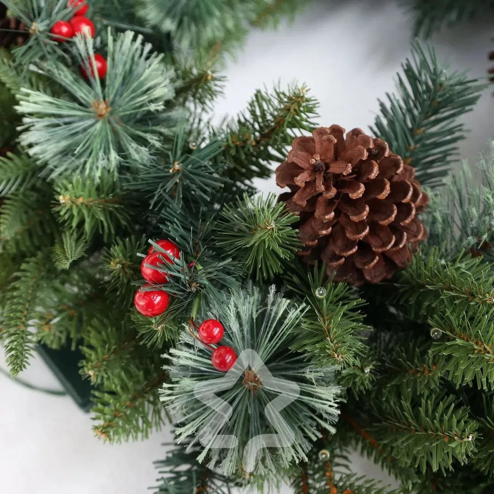 Karácsonyi koszorú Díszített 50 LED 60 cm