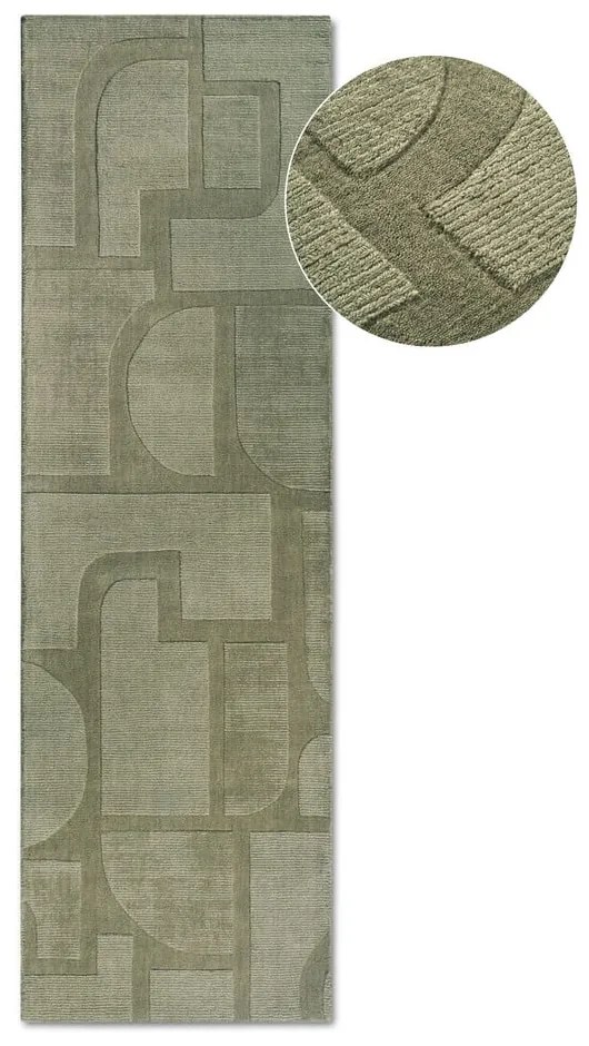 Zöld kézi szövésű gyapjú futószőnyeg 80x250 cm Alexis – Villeroy&Boch