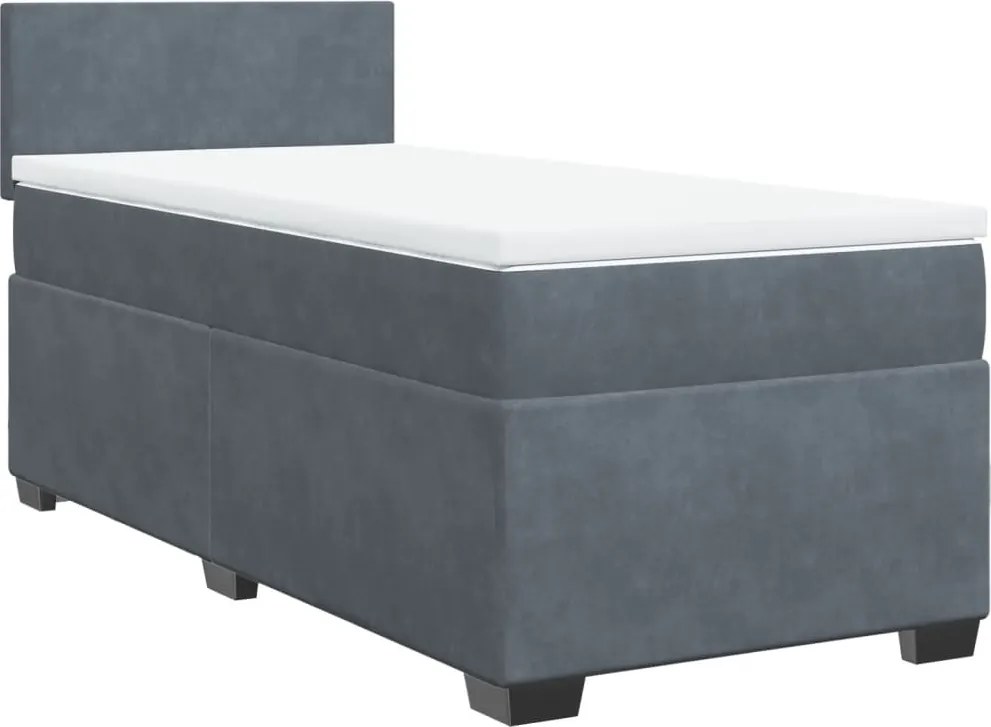 vidaXL sötétszürke bársony rugós ágy matraccal 100 x 200 cm