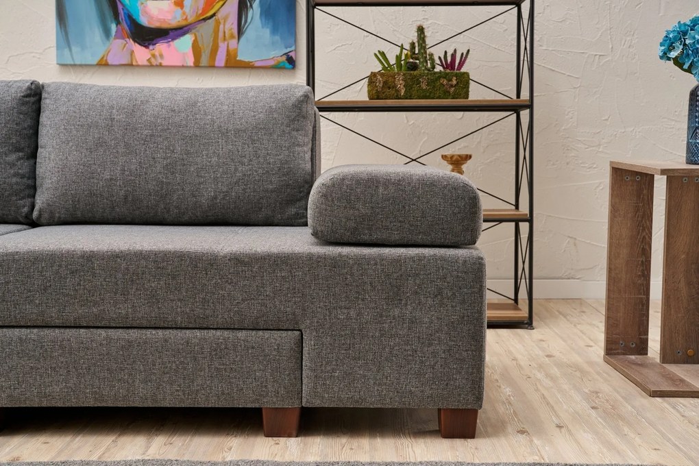 3 személyes kanapéágy Perenna Linen - Szürke