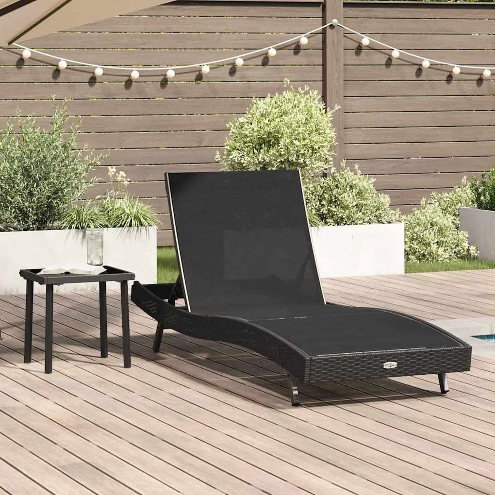 Napozóágy asztallal 2 pcs Fekete 40 x 40 x 40.5 cm polirattan