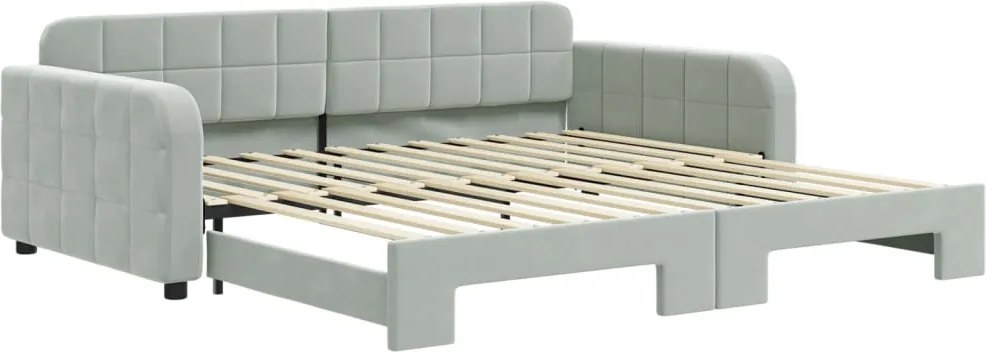 vidaXL világosszürke kihúzható bársony heverő 100 x 200 cm