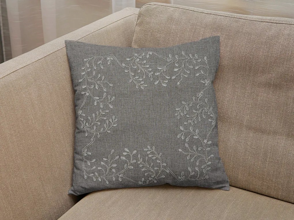 Dekoratív párnahuzat LEAFY LACE 40x40 cm, szürke