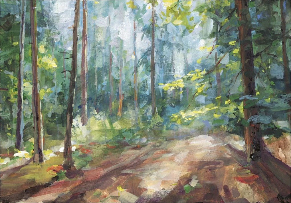 Fotótapéta Erdei ösvény Fény Árnyak Reggel Fák 200x140 +ragasztó