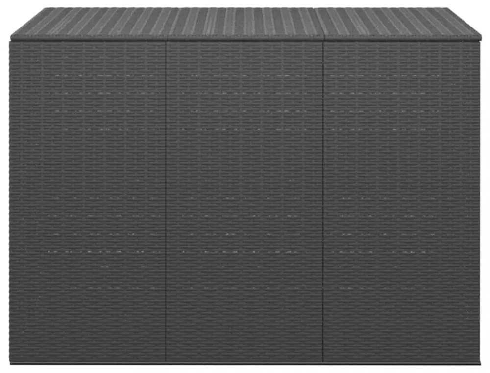 fekete polyrattan kerti párnatartó doboz 145 x 100 x 103 cm