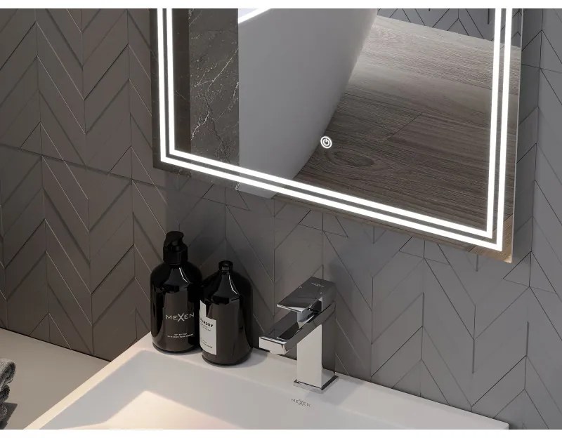 Mexen Taco, LED fürdoszobai tükör háttérvilágítással 50x70 cm, 6000K, páramentes, 9805-050-070-611-00