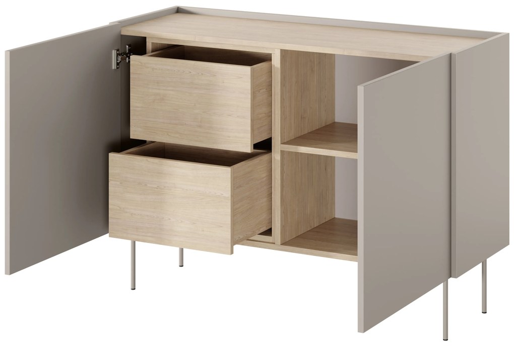 Desin 120 2D2SZ kétajtós fiókos komód fiókkal 120 2D2SZ - kasmír / nagano-tölgy