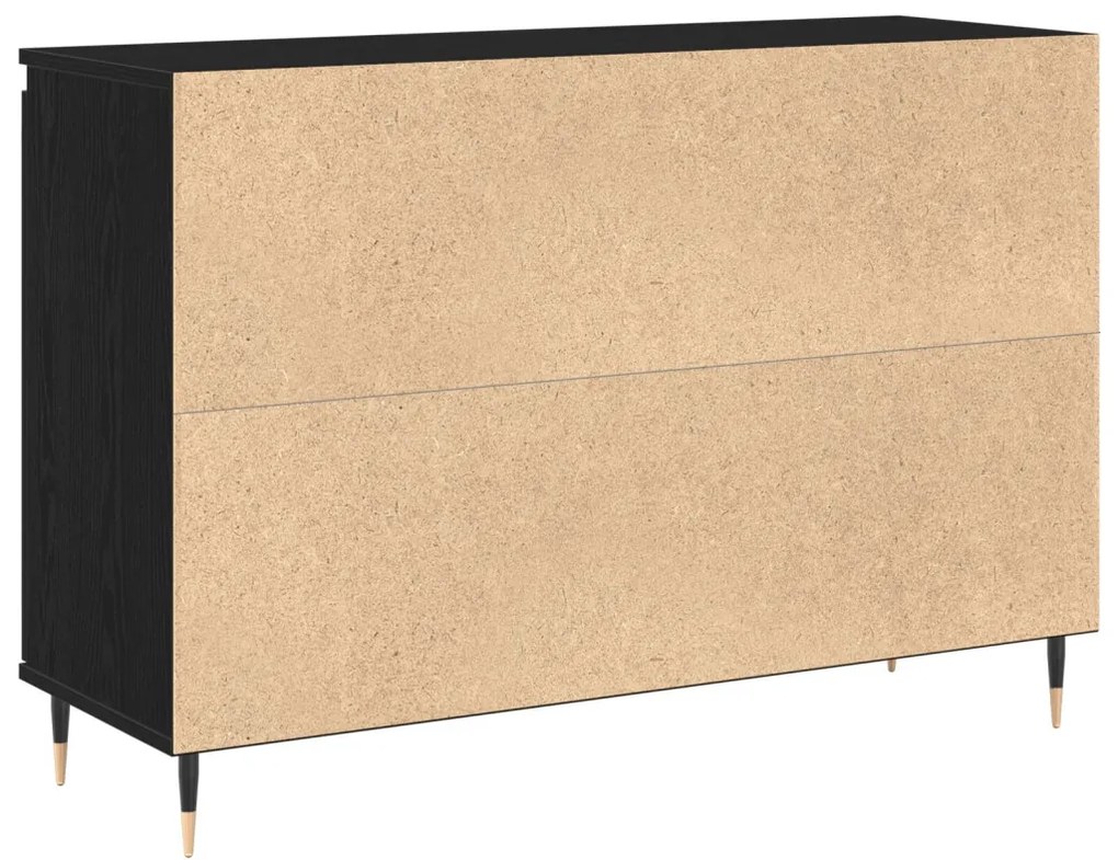 Oldalszekrény Ajtókkal és Fiókokkal Fekete Tölgy 101,5x35x70 cm