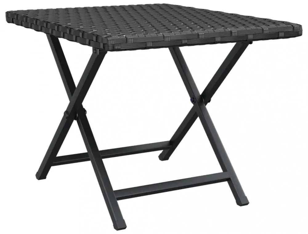 fekete összecsukható polyrattan asztal 45 x 35 x 32 cm