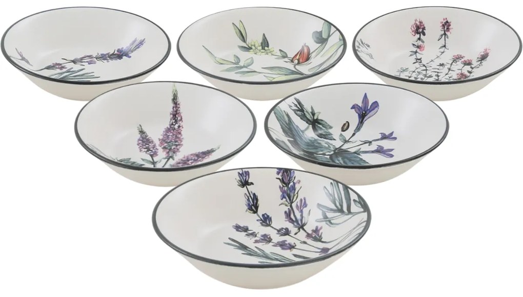 Herbal kőagyag mély tányér szett 6 db, 18 cm