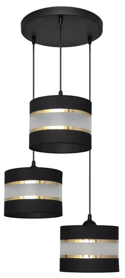 Csillár zsinóron HELEN 3xE27/15W/230V fekete/arany