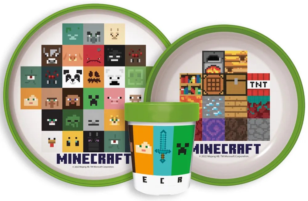 Minecraft Crafters csúszásmentes étkészlet, micro műanyag szett