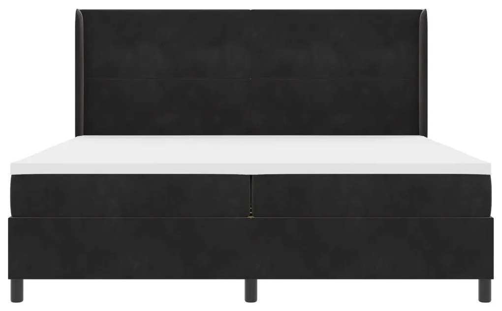 Boxspring Ágy Matrac és LED Fekete 200x200 cm Bársony
