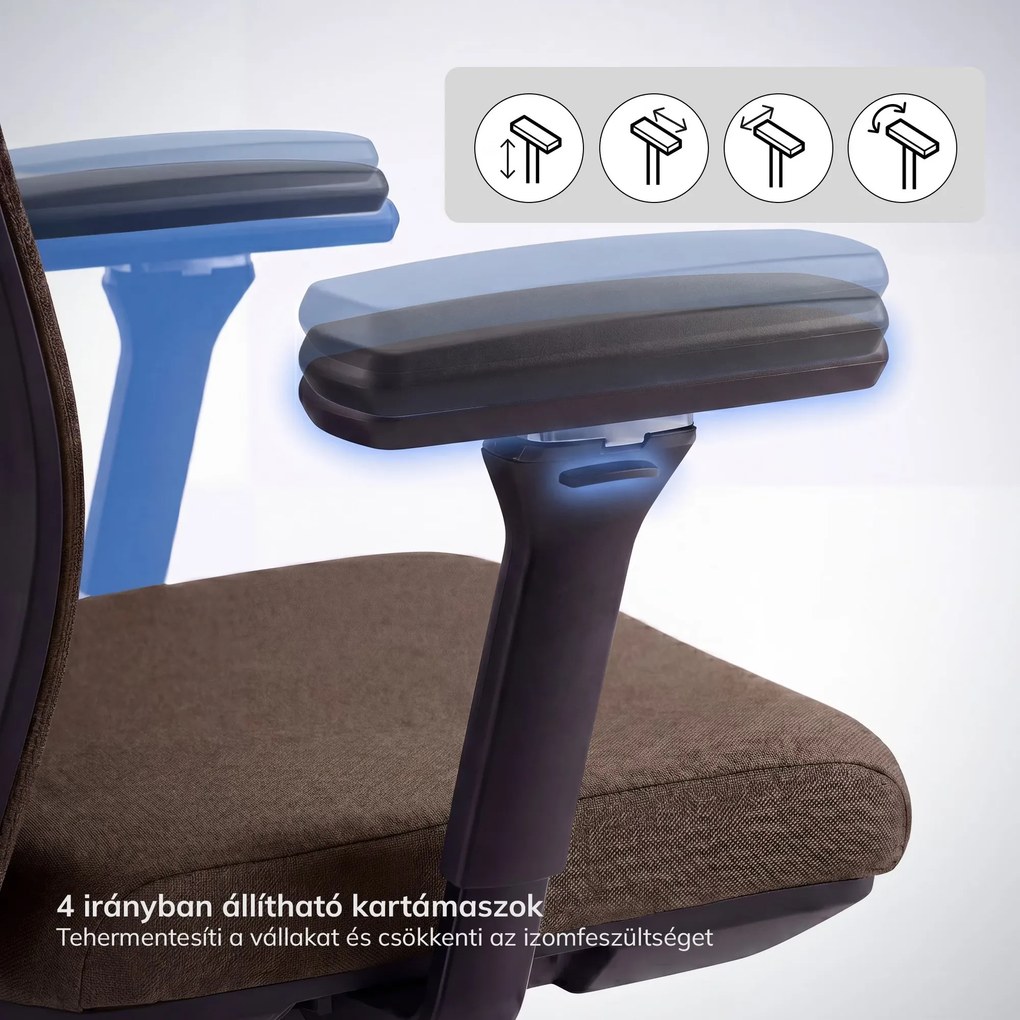 Ergonómikus, forgó irodai szék, barna: VECTOR
