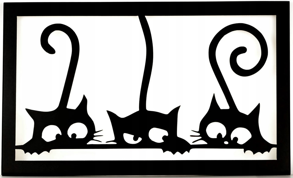 Falikép Dekoráció Fém Macskák Fali dekoráció 66 x 39 cm