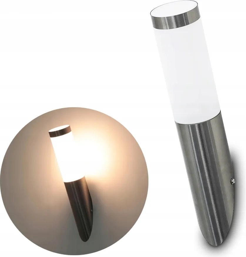 Kültéri Fali Lámpa Ezüst Inox Led E27 Homlokzati Lámpa IP44