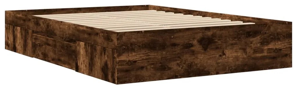 füstös tölgy színű szerelt fa ágykeret matrac nélkül 120x200 cm
