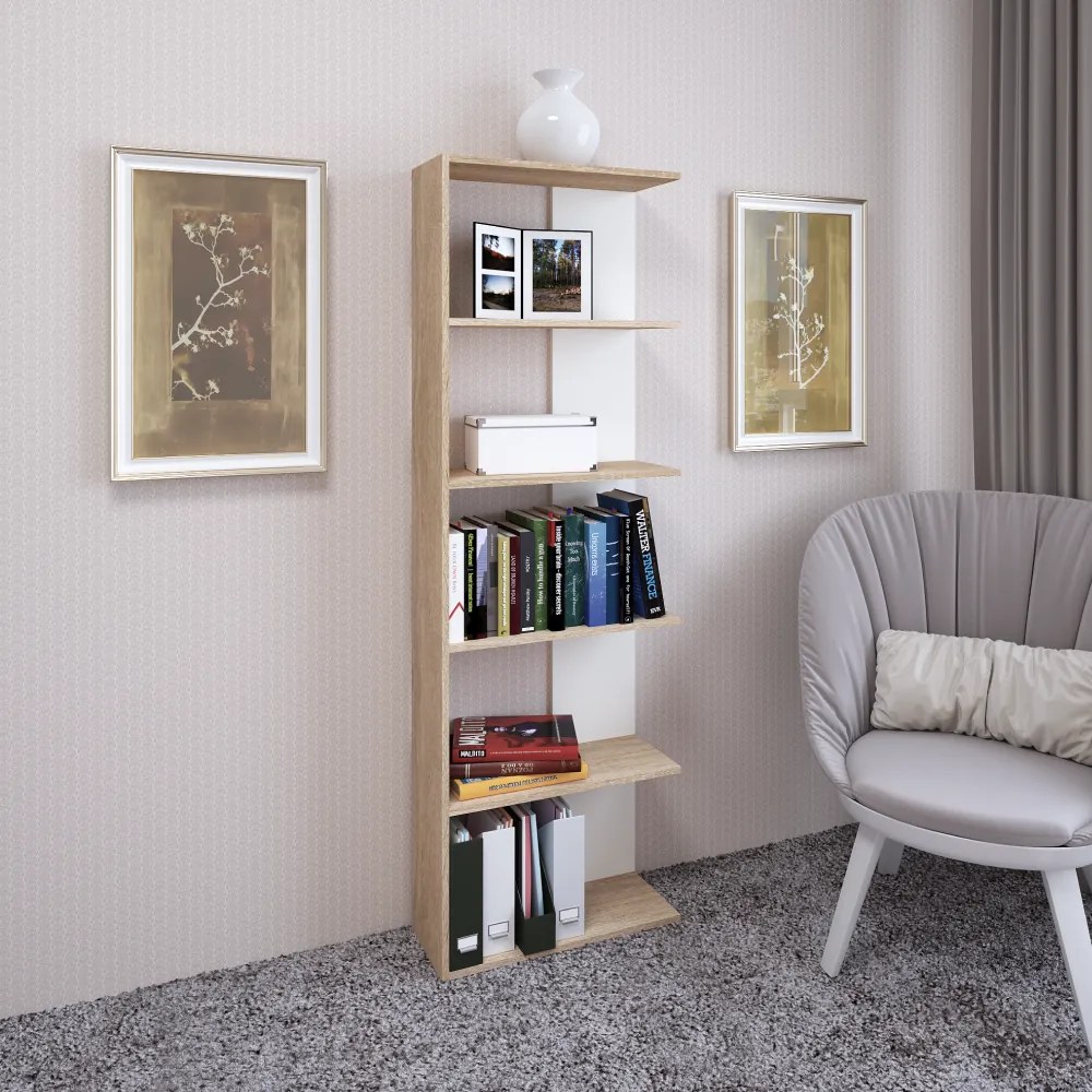 Polcállvány, sonoma tölgy/fehér, AGATIO