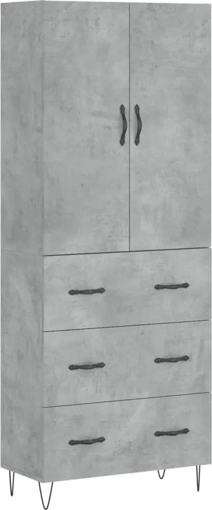vidaXL betonszürke szerelt fa magasszekrény 69,5 x 34 x 180 cm