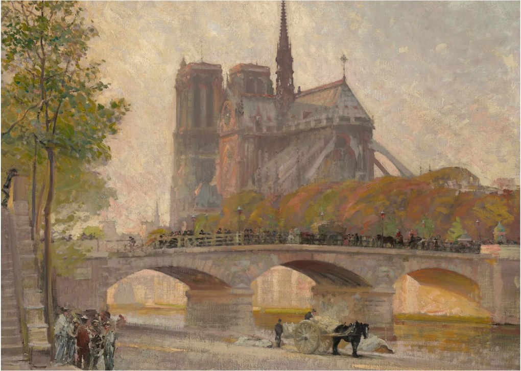 Üveg kép - Robert William Vonnoh, Notre Dame de Paris, reprodukciók (70x50 cm)
