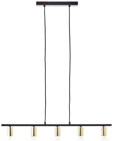 Brilliant - KERRY kábeles csillár 5xE27/40W/230V fekete/sárgaréz