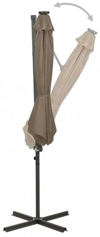 tópszínű konzolos napernyő rúddal és LED-fényekkel 300 cm