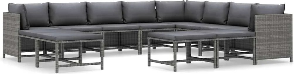 vidaXL 12 részes szürke polyrattan kerti ülőgarnitúra párnákkal