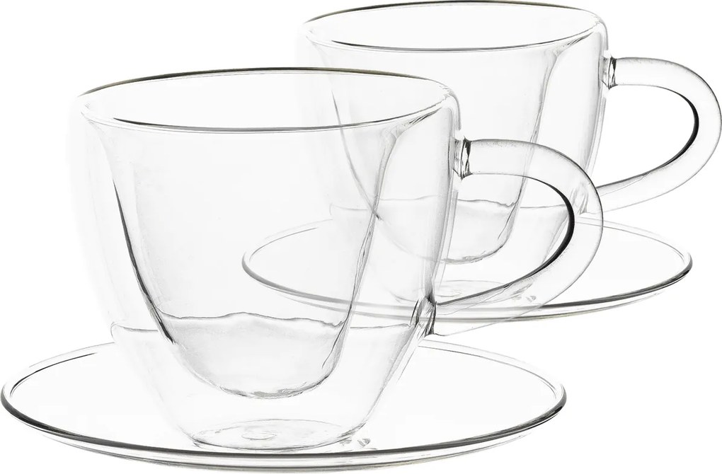 Thermo Heart csésze pohár csészealjakkal, 2db, szív alakú, 150ml, HOTCOOL TYP 5