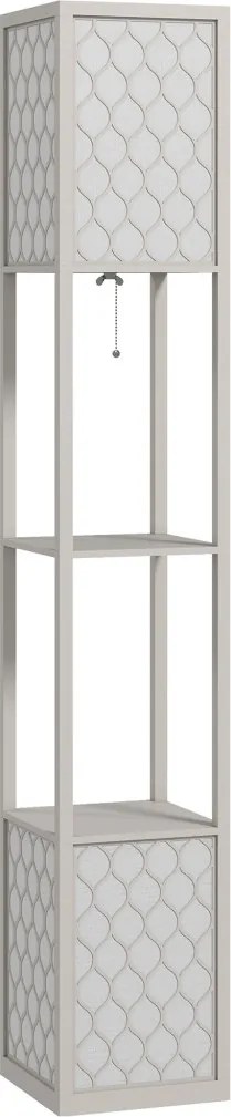 HOMCOM Állólámpa modern dizájnban, 2 polccal, láncos kapcsolóval, fekete-fehér