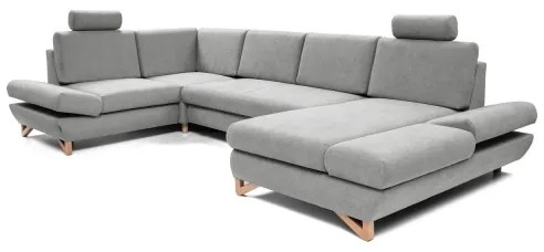 AVESTA kárpitozott U-alakú sarok ülőgarnitúra, ággyá nyitható, tárolóval, szürke